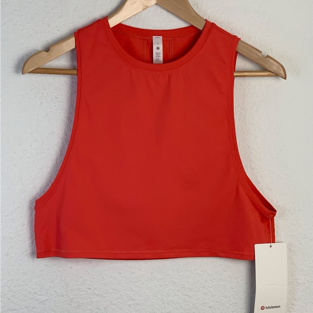 Lululemon Muscle Love Orange Crop Tank Top Sz 4